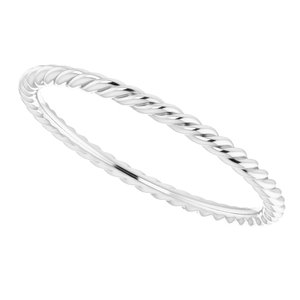 18K White 1.5 mm Skinny Rope Band Size 7 - BN & CO JEWELRY