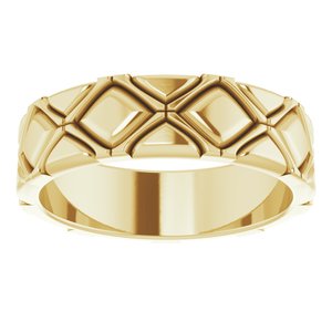 14K Yellow 6 mm X-Pattern Quilted Band Size 10 - BN & CO JEWELRY
