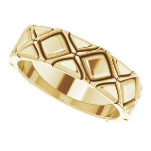 14K Yellow 6 mm X-Pattern Quilted Band Size 10 - BN & CO JEWELRY