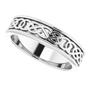 14K White 5 mm Celtic-Inspired Band Size 7 - BN & CO JEWELRY