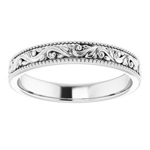 Sterling Silver 3.2 mm Design-Engraved Band Size 5.5 - BN & CO JEWELRY