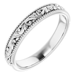 Sterling Silver 3.2 mm Design-Engraved Band Size 5.5 - BN & CO JEWELRY