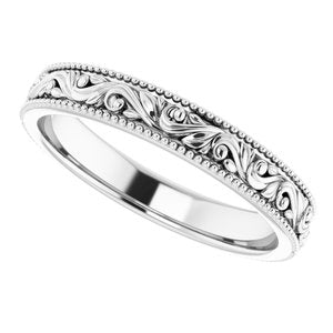 Sterling Silver 3.2 mm Design-Engraved Band Size 5.5 - BN & CO JEWELRY