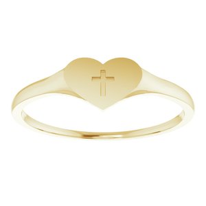 14K Yellow Heart & Cross Ring Size 3 - BN & CO JEWELRY