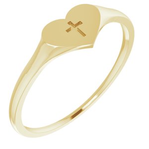 14K Yellow Heart & Cross Ring Size 3 - BN & CO JEWELRY