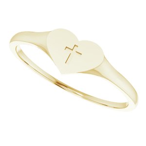 14K Yellow Heart & Cross Ring Size 3 - BN & CO JEWELRY