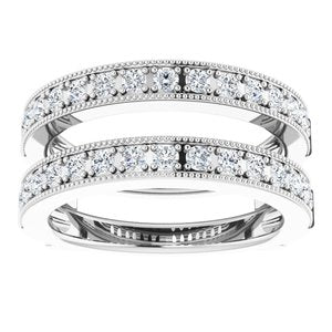 14K White 3/4 CTW Natural Diamond Milgrain Ring Guard - BN & CO JEWELRY