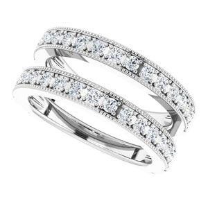 14K White 3/4 CTW Natural Diamond Milgrain Ring Guard - BN & CO JEWELRY