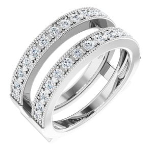 14K White 3/4 CTW Natural Diamond Milgrain Ring Guard - BN & CO JEWELRY