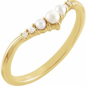 14K Yellow Pearl & .03 CTW Natural Diamond Contour Band - BN & CO JEWELRY