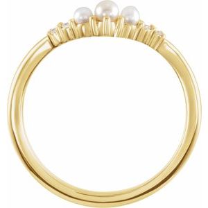 14K Yellow Pearl & .03 CTW Natural Diamond Contour Band - BN & CO JEWELRY