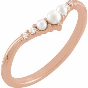 14K Rose Pearl & .03 CTW Natural Diamond Contour Band - BN & CO JEWELRY
