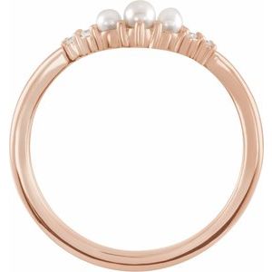 14K Rose Pearl & .03 CTW Natural Diamond Contour Band - BN & CO JEWELRY