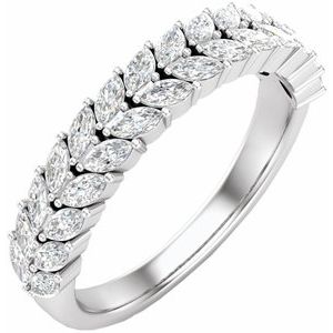 14K White 7/8 CTW Natural Diamond Double Row Anniversary Band - BN & CO JEWELRY