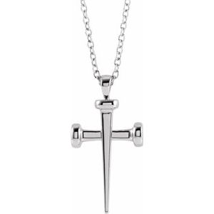 Sterling Silver Nail Cross 18" Necklace - BN & CO JEWELRY