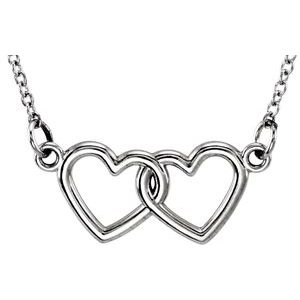 Sterling Silver Tiny PoshÂ® Double Heart 16-18" Necklace - BN & CO JEWELRY