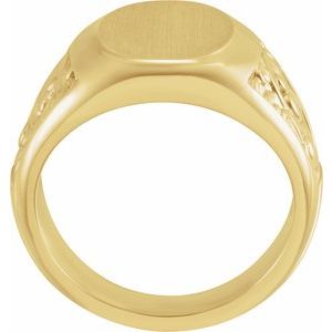 14K Yellow 14x12 mm Scroll Signet Ring - BN & CO JEWELRY