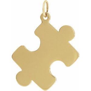 18K Yellow Gold-Plated Sterling Silver 15.65x12 mm Puzzle Piece Pendant - BN & CO JEWELRY