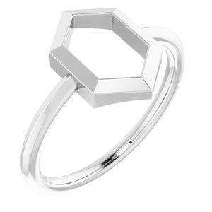 Sterling Silver Negative Space Hexagon Ring - BN & CO JEWELRY