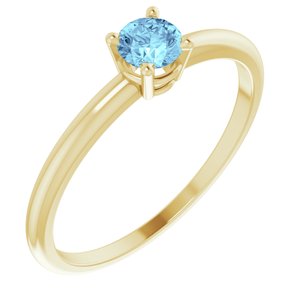 14K Yellow 3 mm Imitation Aquamarine Ring - BN & CO JEWELRY