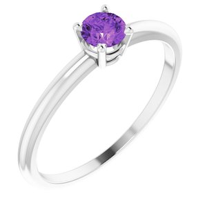 Sterling Silver 3 mm Imitation Amethyst Ring - BN & CO JEWELRY