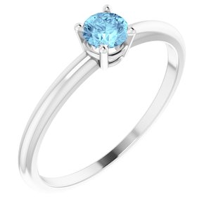 Sterling Silver 3 mm Imitation Aquamarine Ring - BN & CO JEWELRY