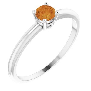 Sterling Silver 3 mm Imitation Citrine Ring - BN & CO JEWELRY