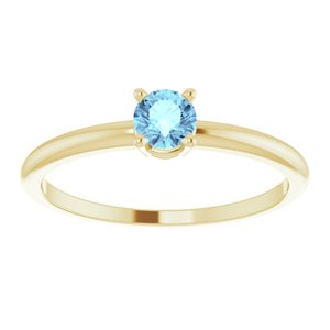 14K Yellow 3 mm Imitation Aquamarine Ring - BN & CO JEWELRY