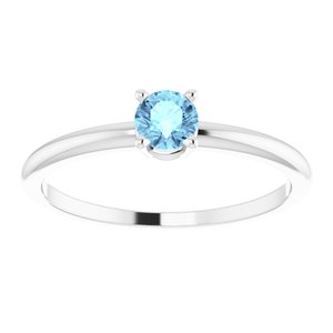 Sterling Silver 3 mm Imitation Aquamarine Ring - BN & CO JEWELRY