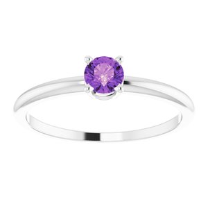 Sterling Silver 3 mm Imitation Amethyst Ring - BN & CO JEWELRY