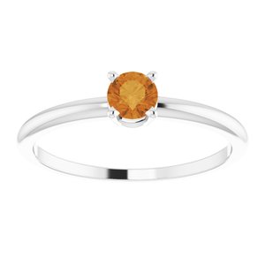 Sterling Silver 3 mm Imitation Citrine Ring - BN & CO JEWELRY