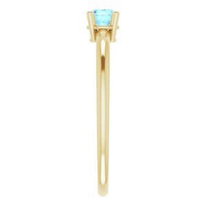 14K Yellow 3 mm Imitation Aquamarine Ring - BN & CO JEWELRY