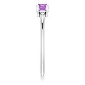 Sterling Silver 3 mm Imitation Amethyst Ring - BN & CO JEWELRY