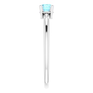 Sterling Silver 3 mm Imitation Aquamarine Ring - BN & CO JEWELRY