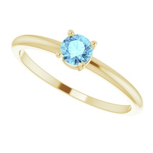 14K Yellow 3 mm Imitation Aquamarine Ring - BN & CO JEWELRY