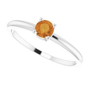 Sterling Silver 3 mm Imitation Citrine Ring - BN & CO JEWELRY