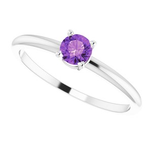 Sterling Silver 3 mm Imitation Amethyst Ring - BN & CO JEWELRY