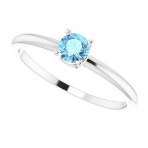 Sterling Silver 3 mm Imitation Aquamarine Ring - BN & CO JEWELRY