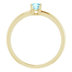 14K Yellow 3 mm Imitation Aquamarine Ring - BN & CO JEWELRY