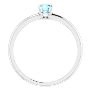 Sterling Silver 3 mm Imitation Aquamarine Ring - BN & CO JEWELRY