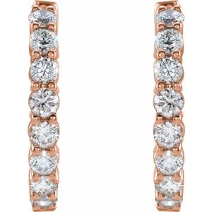 14K Rose 1 CTW Lab-Grown Diamond Inside-Outside Hinged 19.3 mm Hoop Earrings - BN & CO JEWELRY