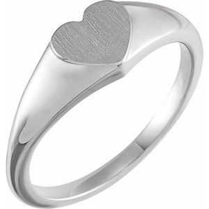 Sterling Silver 6.4 mm Heart Signet Ring - BN & CO JEWELRY