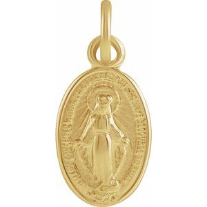 14K Yellow 12x8 mm Oval Miraculous Medal - BN & CO JEWELRY