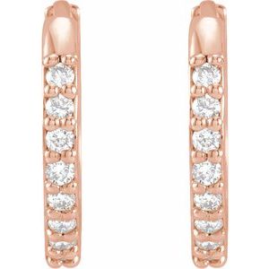 14K Rose 1/8 CTW Natural Diamond 12.5 mm Huggie Earrings - BN & CO JEWELRY