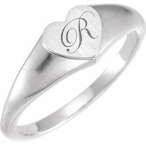 Sterling Silver 6.4 mm Heart Signet Ring - BN & CO JEWELRY