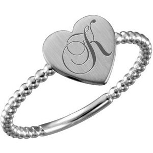 Continuum Sterling Silver Heart Engravable Beaded Ring - BN & CO JEWELRY