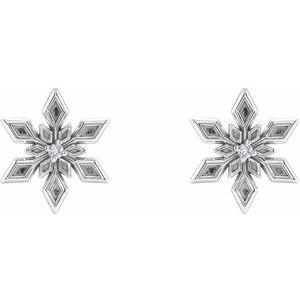 Sterling Silver .0075 CTW Natural Diamond Snowflake Earrings - BN & CO JEWELRY