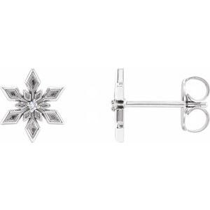 Sterling Silver .0075 CTW Natural Diamond Snowflake Earrings - BN & CO JEWELRY