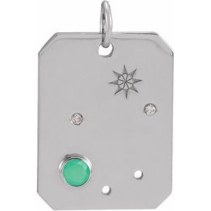 Sterling Silver Natural Green Chrysoprase & .0075 CTW Natural Diamond Libra Zodiac Constellation Pendant - BN & CO JEWELRY