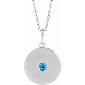 Sterling Silver Natural Swiss Blue Topaz Disc 16-18" Necklace - BN & CO JEWELRY